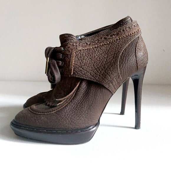 NWOT Burberry Brown Heeled Boots - Picture 5 of 10